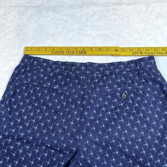 Banana Republic Shorts Mens 34 Blue Plaid Cross Pattern Chino Preppy - Picture 5 of 6